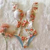 Aiertu - Floral Print One Piece Swimsuit Sexy Swimsuits Woman 2025 Push Up Swimwear Brazilian Biquini Belt Monokini Bodysuit Bathing Suit Aiertu