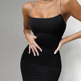 Aiertu - Slim-fit Diamond Sling Dress with Backpack Aiertu