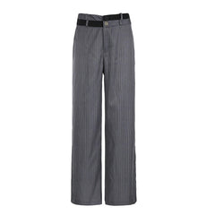 Aiertu - Harajuku Stripe Patched Straight Leg Women Suit Pants Streetwear Basic Office Ladies Trousers Contrast Color Outfits Aiertu