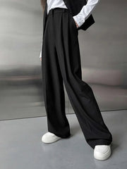 Aiertu - Wide Leg Pants Spring Summer New Women's Solid Color Fashion High Waist Trousers Office Lady Chic Loose Suit Pants Aiertu