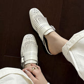 Aiertu New Genuine Leather Tassels Loafers Woman Round Toe Slip-on Casual Shoes Spring Summer Shoes Outdoors Walk Shoes Woman Aiertu