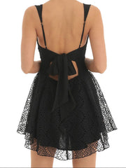 Aiertu Women Sleeveless Dress 2025 Fashion Summer Fairycore Floral Lace Backless Party Mini Dress for Cocktail Beach Club Streetwear Aiertu