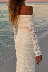 Aiertu -Elegant Patchwork Backless Off Shoulder Long Dresses aiertu