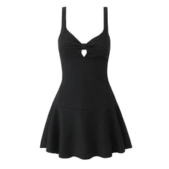 Aiertu - 2025 Women Sexy Elegant Spaghetti Straps Slim Dress Bow V Neck A-line Mini Dresses Party Robe Black Beige Aiertu