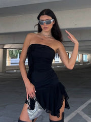 Aiertu -Ramiyah Mesh Splicing Tube Dress aiertu