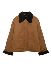 Aiertu - Vintage Patchwork Lapel Women Jacket Zipper Pocket Full Sleeve Lady Coat Autumn Winter Oversize All Match Female Top Aiertu