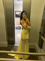 Aiertu - See Through Dress Women Patchwork Temperament Solid Pleated Strapless Sleeveless Backless Slim Banquet Party Vestidos Aiertu