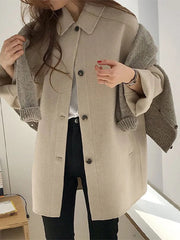PICSGIRL - layered look inspo Thick Jacket Women Casual Fashion Loose Vintage Korean Warm Coat Female Winter Solid Single Breasted Outwears Lady Aiertu
