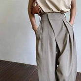 Aiertu - Khaki Wide Leg Women's Pantsuit Baggy Classic Pants Vintage Palazzo Office Elegant Casual Trouser Female Work Wear Chic Aiertu