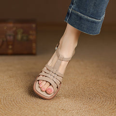 Aiertu - Fashion High Heels 2025 Summer Newest Buttoned Sandals Vintage Thick Heels Pumps Women Wedding Office Lady Shoes Woman Heels Aiertu