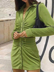 Aiertu Ruched Velvet Shirt Mini Dress Outfit Ideas Aiertu