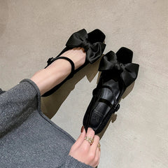 Aiertu - Designer Women's Mary Jane Shoes Elegant Low Heel Butterfly-Knot Fashionable Party Dress Footwear Aiertu