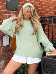 Aiertu - Knitted Sweater For Women Loose Casual Round Collar Lazy Solid Color Pullovers Versatile Autumn Fashion Female Sweater Aiertu