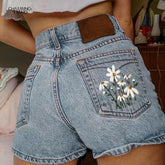 Aiertu - Literary retro women's denim shorts multi-bag printing summer versatile ins Internet celebrity style Aiertu