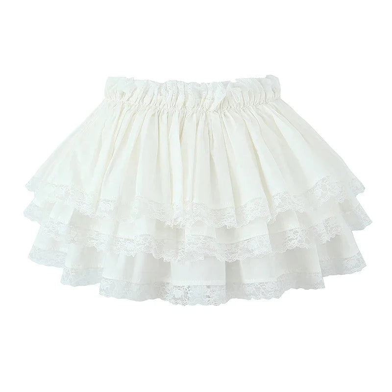 Aiertu - Women Skirt New Arrivals Sweet Lace Patchwork Skirt Sexy Super Short Skirts Elastic Waist Ballet Skirts Aiertu