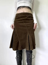 Aiertu -Vintage Lace Trim A-Line Midi Skirt aiertu