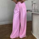 Aiertu - 2026 Summer Slim Wide Leg Suit Pants High Waist Pants French Pink Casual Floor Towers Women's Versatile Draping Feel Trousers Aiertu