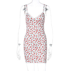 Aiertu - Sexy V-neck Lace Sling Print Temperament Dress Aiertu