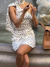 Aiertu Satin Polka Dot Asymmetrical Dress shopify