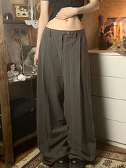 Aiertu - Harajuku Low Rise Suit-pants Women Vintage 2000s Loose Striped Print Casual Pants Korean Fashion Streetwear Trousers y2k Aiertu