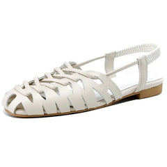 Aiertu - New Summer Solid Color Hollow Sandals Simple Versatile Low Heels Women Shoes Breathable Comfortable Round Toe Women Sandals Aiertu