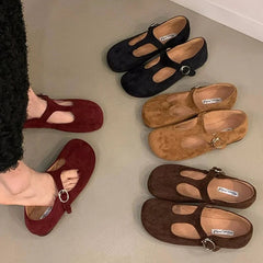 Aiertu - Autumn Women Flats Fashion Round Toe Slip On Ladies Elegant Mary Jane Shoes Soft Flat Heel Outdoor Dress Ballerin Shoes New Shoe Aiertu