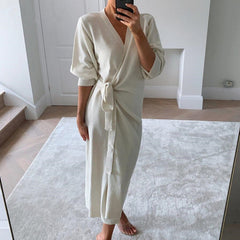 Aiertu - Women Long Knitted Sweater Dress Autumn Aiertu
