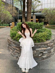 Aiertu - White Dress Ladies Temperament Patchwork Lace Two-piece Suit Spring Summer 2025 New Elegant Princess Dress Simplicity Suit Aiertu