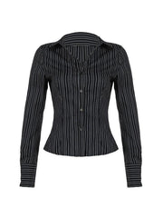 Aiertu -Striped Button-Up Long Sleeve Shirt aiertu