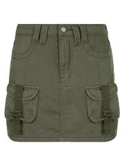 Aiertu - Denim Pocket Patched Mini Skirt Aiertu