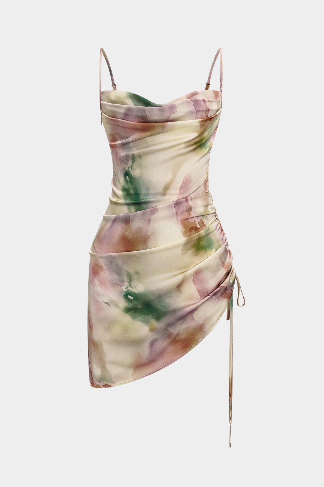 Aiertu Tie Dye Ruched Drawstring Slip Sleeveless Mini Dress Aiertu
