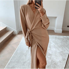 Aiertu - Women Long Knitted Sweater Dress Autumn Aiertu