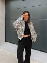 Aiertu - Spring Silver Sequins Shiny Bomber Jackets Women Sparkling Sequin Long Sleeve O Neck Coats 2025 New Female Streetwear Outwear Aiertu