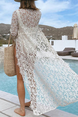 Aiertu -Sexy Vacation Solid Hollowed Out Swimwears Cover Up aiertu