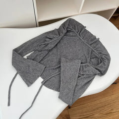 Aiertu new trend inspo Japanese Kawaii Lolita Sweet 3 Piece Set Women Bow Y2k Slim Vest +Casual Cardigan + High Waist Thin Striped Chic Skirt Autumn Aiertu
