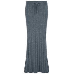 Aiertu - party look snspos Women's Twists Detail Sweater Fishtail Skirt Elegant Fashion Low Waisted Bodycon Maxi Skirts Winter Streetwear Basic Aiertu