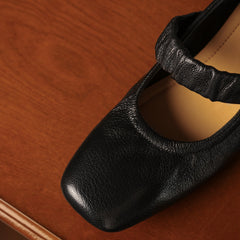 Aiertu - Big size 34-41 women's soft sheepskin square toe slip-on Mary Jane pumps 4cm thick low heel OL style female slim heeled shoes Aiertu