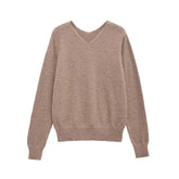 Aiertu - casual winter outfits Women Solid Knitted V-Neck Pullover 2024 Autumn Winter Long Sleeve Soft Basic Loose Sweater Lady Resilience Jumper Aiertu