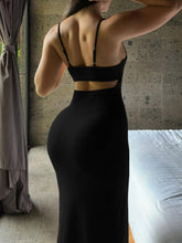 Aiertu - summer inspo Solid Backless Split Elegant Sexy Adjustable Straps Long Dresses Women Rave Summer Vacation Clothing Aiertu