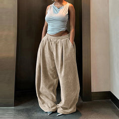PICSGIRL - Women Baggy Thick Sweatpants Autumn Winter Casual Wide Legs Loose Lounge Joggers Solid Pants Straight Trousers With Pockets Aiertu