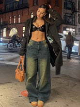 Aiertu - Baggy Casual Wide Leg Jeans Women Streetwear Washed Denim Trousers Female Vintage 90s High Waist Straight Pants 2025 Spring Aiertu