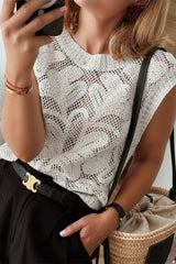 Aiertu - Casual Daily Hollow Out O Neck Tops Aiertu