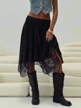 Aiertu - Women Lace Skirt Elegant Low Waisted Skirt Irregular Summer Midi Skirt for Casual Daily Aiertu