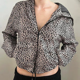 Aiertu - Leopard Print Vintage Hooded Coat Y2K Loose Fit Casual Zipper Coats Grunge Style Women Jacket Autumn Outwear Street Aiertu