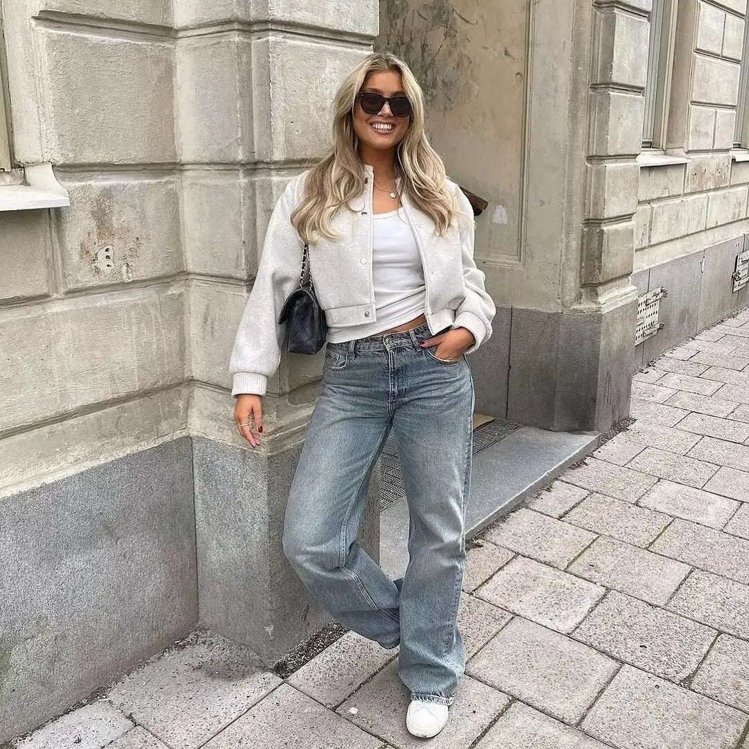 Aiertu - European and American style fashion all-match soft pilot jacket coat women's early autumn new high-end loose casual baseball uni Aiertu