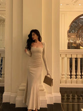 Aiertu Gorgeous Mermaid Square Neckline Ivory Date Night Dress Long Prom Dresses Birthday Outfits HOT1075 Aiertu