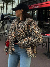 Aiertu - Autumn Winter Leopard Print Lace-up Padded Jacket Women Chic Long Sleeve Collarless Loose Coats 2026 New Lady Fashion Streetwear Aiertu