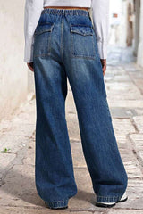 Aiertu -Street Patchwork Mid Waist Loose Denim Jeans aiertu