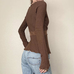 Aiertu -Dezirae Lace Woolen V-Neck Cardigan aiertu