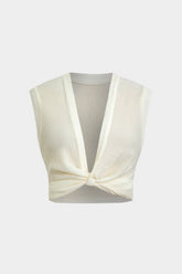 Aiertu Twist Knot V-Neck Tank Top Aiertu